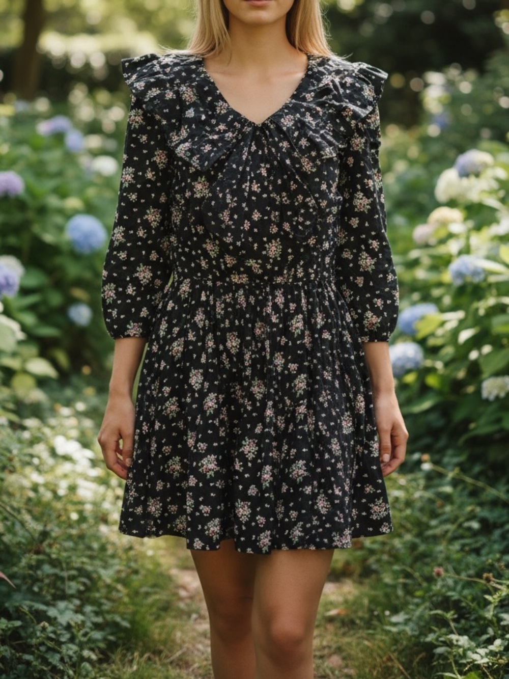 Vintage 90s Dare to Dress Floral Ruffle Collar Romper Playsuit Size 7 USA Made